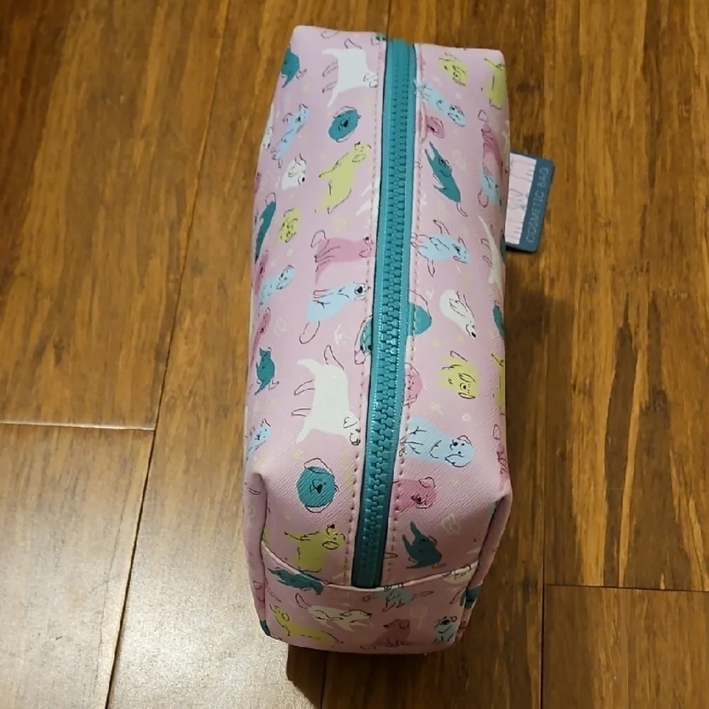 Pink Cosmetic Bag with Dog Print